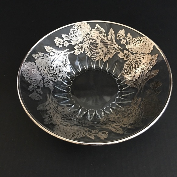 Silver City Console Bowl Serving Bowl Vintage Chrysanthemum 1/4" Silver Border - Picture 4 of 4